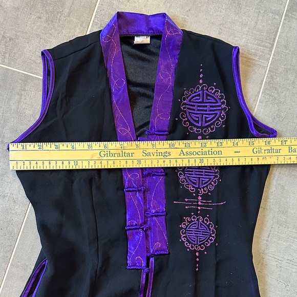 Vintage Black and Purple Sheer vest Asian inspired. - Picture 5 of 7